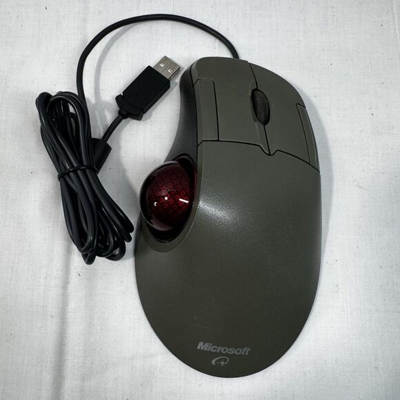 Microsoft Trackball Optical 1.0 PS2/USB X08-70386 Wired Mouse Olive Tested Works
